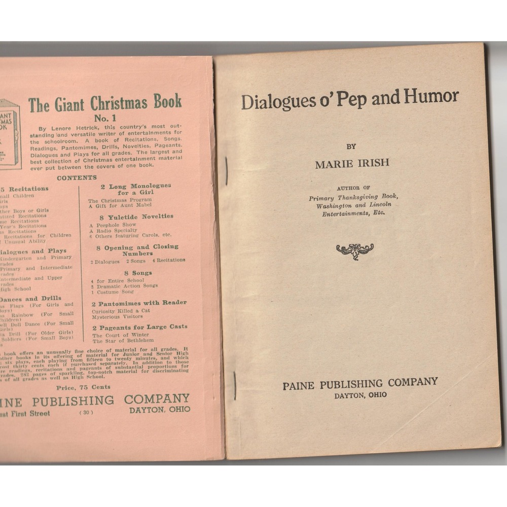 Dialogues o' Pep and Humor Plays Skits Paine Publishing Dayton OH Vtg Booklet - Picture 3 of 3